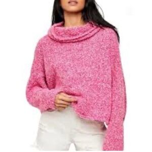 Free People Pink Cowl Neck Sweater